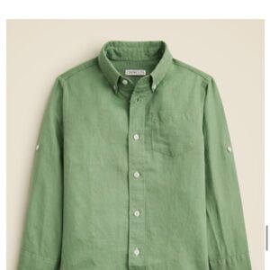 Crewcuts Forest Green Linen Blend Shirt Boys Size 12